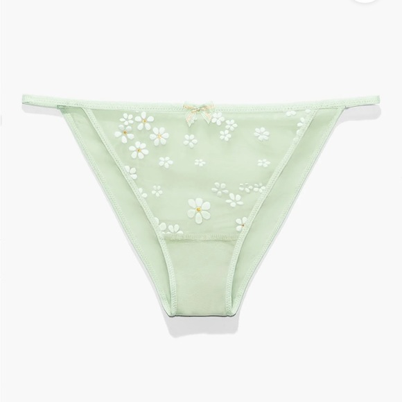 Savage X Fenty Mint Hint Green Puff Daisy Bustier Set with String Bikini Panty - Picture 12 of 15